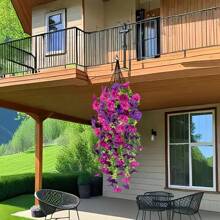 1/2/3pcs Artificial Wisteria Flower Vine - Eucalyptus Leaf And Trumpet Flower Hanging Decoration, Dual Color Purple Plastic Rattan Suitable For Outdoor/Indoor, Wedding, Garden, Terrace - Weather Resistant All Year Round, No Maintenance Required, Hanging Simulated Plants, Garden Decoration, Wedding Decoration, Double-Sided Flowers, Windproof Decoration