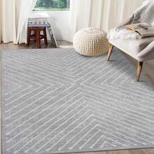 2*6 Ft/4*6 Ft/5*7 Ft/8*10 Ft/9*12 Ft/10*13 Ft Washable Living Room Rug Modern Geometric Stripe Area Rug Stain Resistant Easy Cleaning Indoor Carpet With Non-Slip Backing Low Pile Floor Cover For Bedroom Office Dining Room
