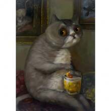 1pc Funny Animals Personify Poster Print Cat Dog Rabbit Hamster Eat Something Canvas Painting Wall Art For Living Room Home Decor Optional Frame