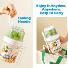 1pc Breakfast On The Go Cups, Salad Cup To Go, Take And Go Yogurt Cereal Overnight Oats Snack Parfait Containers & Salad Dressing Holder With Fork For Lunch, Fruit & Vegetable Jar