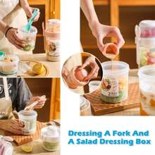 1pc Breakfast On The Go Cups, Salad Cup To Go, Take And Go Yogurt Cereal Overnight Oats Snack Parfait Containers & Salad Dressing Holder With Fork For Lunch, Fruit & Vegetable Jar