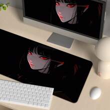 1pc XXL Dark Style Of Anime Girls Desk Mat - HD Printed Mousepad With Black Red Design, Large Gaming & Office Keyboard Pad, Natural Rubber Material, Perfect Gift For Gamers