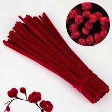 Paquete de valor de 100 piezas de limpiapipas de tela flexible de colores surtidos para suministros de manualidades y decoraciones caseras, juego de torsión con dos opciones de color, kits de flores de limpiapipas