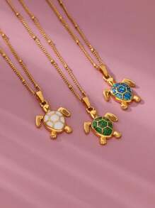 1PC Mode Groene Schildpad Kettingen Voor Vrouwen Goud Kleur Rvs Zeeschildpad Hanger Ketting Bruiloft Esthetische Boho Sieraden Gift