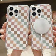 Checkered Mobile Phone Case, Designed With Earthy Tones And A Classic Pattern, Suitable For IPhone 16, 15, 14, 13, 12 And 11 Pro Models, Made Of TPU Material, And Provides Shockproof Protection. Perfect For Family, Friends, Children, Birthdays, Spring, Holidays, Boyfriends, Girlfriends, And Valentine's Day Gifts.