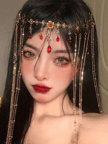 1件装时尚优雅链条流苏头饰额链发链头饰头饰发饰发藤链，发饰，婚礼，节日装扮，锐舞派对配饰，发饰，准新娘