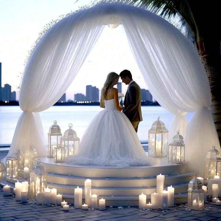 1pc Thin Gauze Backdrop Curtain Blue And Pink Color Transparent Background 59x85 Inches, Suitable For Weddings, Birthday Parties And Photo Shoot Background Decoration - White - View 6