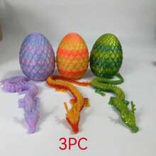 4pcs 3D Printed Dragon And Egg Statue Set, Anime Themed Desktop Decor, Room & Car Decoration, Halloween Creative Collectibles
