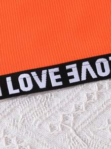 2pcs/Set Young Girl Energetic "Love" Sleeveless Tank Top & A-Line Skirt Set, Summer