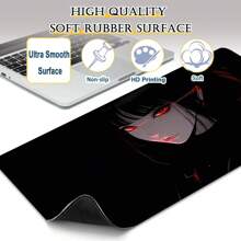 1pc XXL Dark Style Of Anime Girls Desk Mat - HD Printed Mousepad With Black Red Design, Large Gaming & Office Keyboard Pad, Natural Rubber Material, Perfect Gift For Gamers
