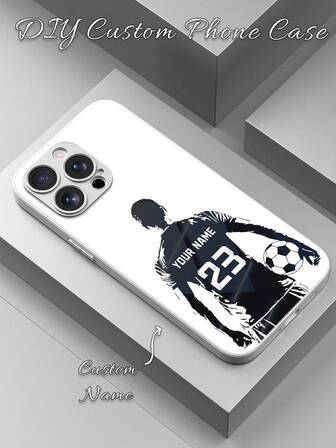 1 pièce Coque de téléphone personnalisable avec nom personnel, éléments de football , compatible avec Samsung Galaxy S24 Ultra/S25 Ultra et 17 Pro Max/16/15/14 Plus/13 Pro/12 Pro Max/11/Xs Max/8/7/6 Plus, matériau PC dur, résistant aux rayures, convient pour individu, équipe, partenaire, famille, amis, couples, sœurs, cadeau d'anniversaire, d'anniversaire, 2025phonecase