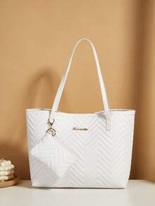 1 Set Black PU Leather Women Handbag Tote Bag Multifunctional Shoulder Bag, Versatile For Women Daily Use And Dates, Comes With Small Wallet