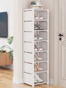 Prateleira Vertical Organizadora de Sapatos com 8 Andares, Gabinete de Armazenamento Estável e Econômico de Espaço, Estrutura de Metal Firme e Fácil DIY de Tecido Não Tecido, Ideal para Closet, Entrada, Corredor e Quarto