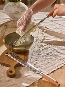 Cirelle 1pc Lemon Zester & Heavy Duty Cheese Grater & Vegetable Grater, Stainless Steel Grater With Wooden Handle - Parmesan Cheese Lemon, Garlic, Nutmeg, Chocolate, Fruits, Vegetables, Ginger Grater - Cheese Shredder & Stainless Steel Grater