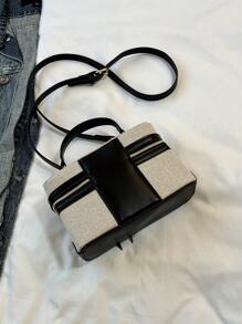 1pc Square Colorblock Shoulder Bag, Suitable For Women's Daily Use