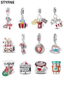 STYFNE 1 Stück Süßigkeiten Schneehütte Perlen Eiscreme Lkw Charm, glänzender Perlen Quaste Anhänger, geeignet für DIY Armbänder, Damenschmuck, kleine Alltagsgeschenke