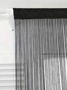 1pc Black Fringe Valance Curtain, Boho Tassel Door Curtain, Room Divider Backdrop For Party, Wedding, Kitchen, Hallway Decor