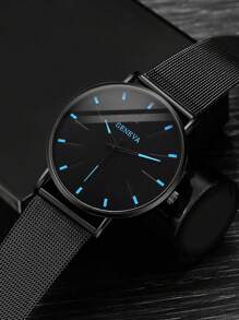 1pc Business And Leisure Men's Watch, A Casual And Simple Round Men's Mesh Quartz Watch, Suitable For Parties, Festivals, And Daily Business Wear, The Best Gift For Men.