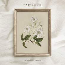 Tranh treo tường (1/3 tấm), khung tùy chọn, bộ tranh in hoa tông màu trung tính, bộ tranh trang trí tường theo phong cách thực vật cổ điển, tranh vẽ trên vải bố có khung/không khung. - Nhiều màu - Xem 10