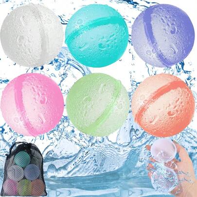 6-Piece Reusable Self Sealing Water Polo Set - Suitable For Outdoor Activities In Summer, Leak Proof Water Polo Team Matches, And Water Polo. It Is Also A Must-Have Water Gun For Adult Pool Parties (Random Color)