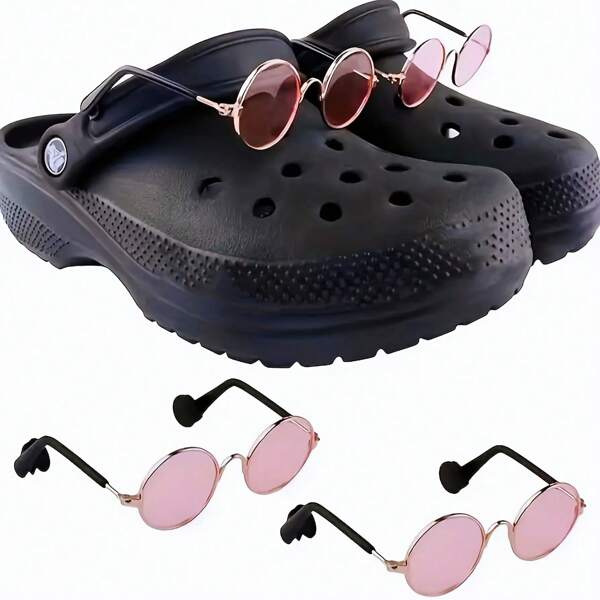 2pcs Fashionable Detachable Shoe Charms - Shoes Glasses Decoration Perfect For Clogs & Sandals