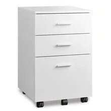 3-Drawer Wood Mobile Filing Cabinet, Rolling File Cabinet For Home Office, Fits Letter/A4 Size Files - White - View 2