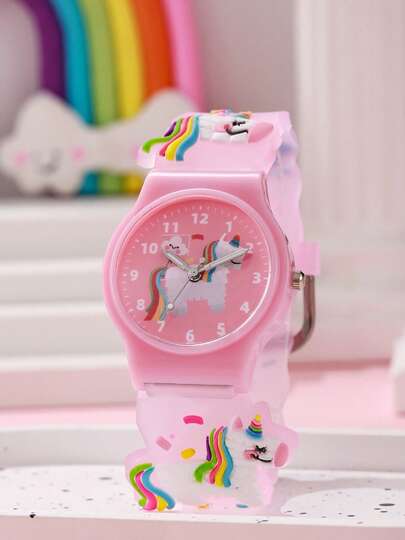 1 件/套宇航员图案马卡龙色系列儿童手表，彩色塑料表带，男孩女孩学生手表适合生日礼物、万圣节礼物、年终促销、光棍节