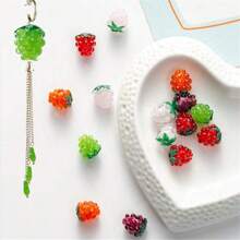 2/5/10/50pcs Handmade Plump Raspberry Glass Beads, 7 Vibrant Colors - Ideal For DIY Jewelry Making, Bracelets, Necklaces And Earrings - Realistic Fruit Design With Green Leaves