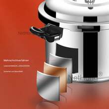 7 Litre Home Dual Handle Aluminum Pressure Cooker Kitchen Catering Cookware UK - Silver - View 5