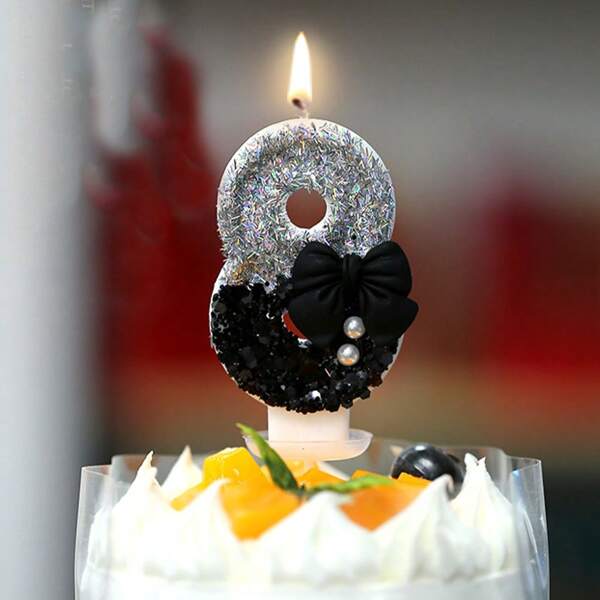 Geburtstagskerzen, Zahlenkerzen, Kerzen mit Schleifen und Perlen Dekoration