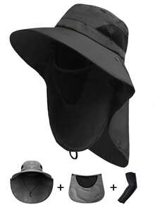 太阳帽，Armis UPF 50 宽边帽 - - 防晒，防水宽边渔夫帽，可打包宽边帽，适合钓鱼、徒步旅行、园艺、海滩、渔夫帽、海滩和徒步旅行帽、划船、划船、皮划艇帽 - 帽子+臂袖 - 查看 1