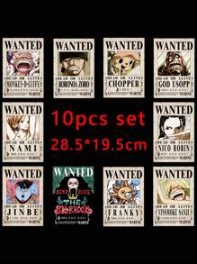 ONE PIECE 5-13 piezas Sombrero de paja, equipo de piratas, paquete de 5 carteros, pintura vintage, tamaño de pared de sala de estar de 28.5*19.5cm, regalos de regreso a la escuela