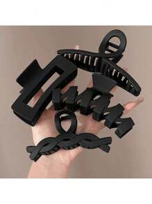 4 pezzi/1 pezzo Fermagli per capelli in plastica leggera da donna, misura grande, 11,2 cm/4,41 pollici, bianco/nero/kaki/marrone, semplici ed eleganti, adatti per uscite quotidiane, lavaggio del viso, bagno, trucco e coordinamento degli outfit, per il ritorno a scuola