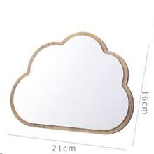 1pc Wooden Cloud Shaped Mirror, High Definition Glass Mirror Surface, Desktop Makeup Mirror, Large Size For Student Dormitory, Portable