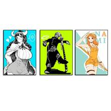 ONE PIECE 3 Pcs Popular Wall Art Anime One PiecLAW&CHOPPER, Nico Robin ,BROOK,USOPP Room Decor Aesthetic, Kit Kawaii Wall Decor, Anime Stuff For Manga Panels ( Unframed)