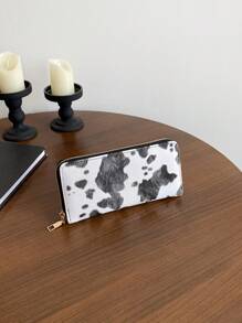Cow Print Zipper Wallet PU Leather Daily Gift Coin Purse Casual Wallet For Women Money Wallet Purse Wallet Long Wallet Wallet Keychain Wristlet Wallet