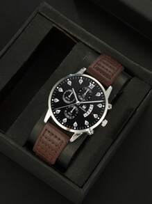 3pcs Classic Casual Men's Watch, Beads Bracelet, And Wallet Gift Set - Perfect Gift For Father, Husband, Boyfriend To Express Love And Care, Cherish Wonderful Moments