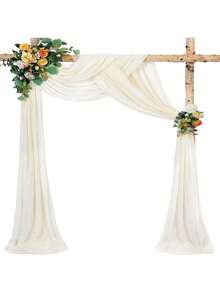 4/1 件薄纱背景窗帘，透明背景窗帘，非常适合婚礼、照相亭和家居装饰 - 非常适合订婚、生日和节日派对摄影背景装饰