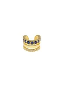 1pc Fashionable Personalized Geometric C-Shaped 18K Gold Plated Zirconia Ear Clip Ear Bone Clip