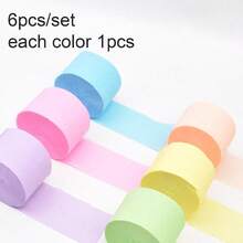 6 Rolls 25m Crimped Paper Ribbons - Orange, Yellow, Green, Blue, Purple, Light Pink Paper Streamers For Wedding Birthday Shower Party Decor - Multicolor - View 8