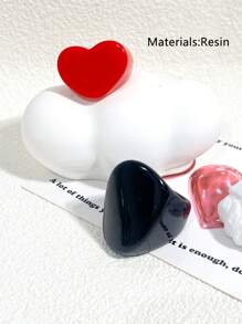 2pcs Minimalist Smooth Textured Wide Asymmetrical Square Resin Rings, Minimalist Style Suitable For Daily Wear
