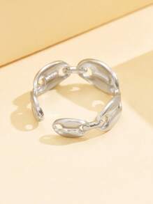 1 Stück minimalistischer offener ovaler Edelstahl-Ring, vielseitiger glatter mit 18K Gold beschichteter wasserdichter Accessoire für den täglichen Gebrauch
