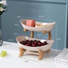 Coupe à fruits multicouche en bambou et bois, plateau de service moderne et créatif pour desserts et collations, décoration élégante pour le comptoir de cuisine à la maison