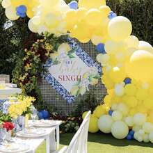 浅黄色气球 5/10/12/18 英寸 -10/30/50/70/90 个淡黄色圆形氦乳胶气球适用于毕业典礼派对性别揭示复活节可爱生日派对婚礼向日葵派对装饰 - 淡黃 - 查看 3