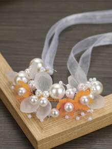 4 peças/2 peças/1 peça Conjunto de Tiara de Pérola de Liga Elegante para Meninas, Conjunto de 2 Peças de Tiara de Pérola e Pulseira de Pérola para Dama de Honra, Conjunto de Vestido de Flor de Fada para Meninas, Adequado para Apresentações, Festas, Fotografia e Danças, Tornando-o um presente ideal para meninas