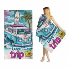夏季沙滩毯采用露营车设计，柔软舒适，轻便防沙，高吸水沙滩垫，适合旅行、游泳、潜水、冲浪、瑜伽、露营和沙滩配件沙滩必需品