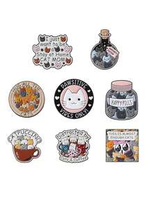 8 件可爱猫咪治愈药水珐琅别针定制快乐药丸胸针翻领徽章衣服动物珠宝礼物送给孩子朋友 - 彩色 - 查看 9