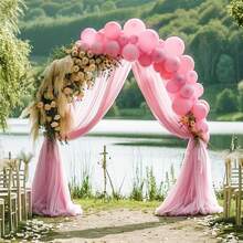 75*300cm/75*600cm 1pc Wedding Arch Draping Fabric Chiffon Outdoor Curtain Backdrop Sheer Arch Drapes For Thanksgiving Christmas Wedding Ceremony Party Ceiling Decoration Wedding Draping Fabric, Lavender Sheer Fabric For Draping Chiffon Fabric Drapes For Wedding Arch Decor - Pink - View 4