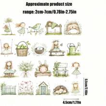 1 paquete de pegatinas decorativas con estilo de niña rural vintage y encantadora para scrapbooking, diario, álbum de fotos, manualidades y útiles escolares
