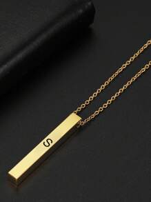LIKGREAT 1pc Women Stainless Steel A-Z Letter Initial Name Pendant Necklace, Gift For Family, Friends, Lovers On Valentine's Day